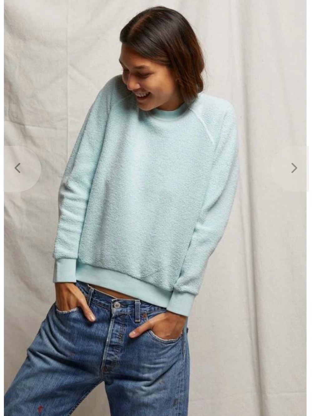 PERFECTWHITETEE  Ziggy crewneck Sweatshirt in Iced Aqua size Large NWT